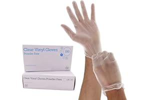 1ABOVE 100 Clear Vinyl Disposable Gloves | Latex | Powder Free | Use For Food (except fatty food), Safety, Cleaning, etc…(Medium)
