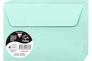 Clairefontaine 55336C - förpackning med 20 självhäftande kuvert - format C6 (11,4 x 16,2 cm) - 120 g/m² - jade gröna färger