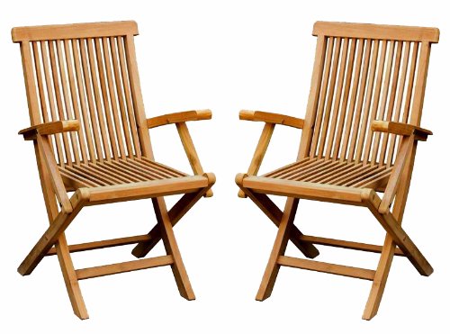 Charles Bentley Par de jardín de Madera de Teca Maciza jardín al Aire Libre Plegables Sillones