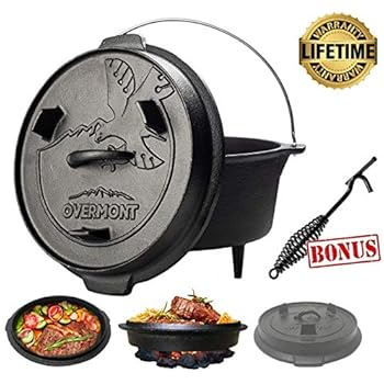 Overmont Feuertopf Dutch Oven Gusseisen Kochtopf 5,7