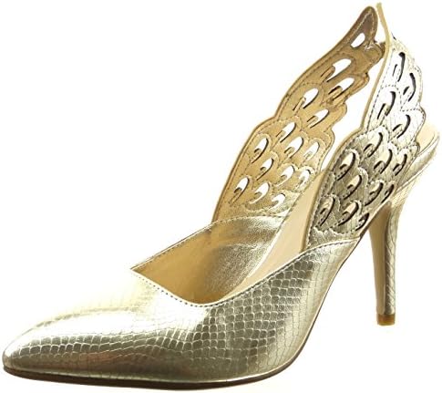Sopily - Women's Fashion Shoes Pump Court shoes - ankle-high - stiletto - open - snakeskin Heel Stiletto high heel 9 CM - Gold FRF-8-YX-9 T 39