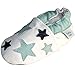 Soft Leather Baby boy Shoes with Suede Soles by Dotty Fish White and Pale Blue Star design - 6-12 months