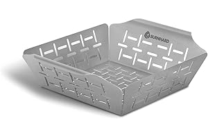 Panier à Griller en Acier Inoxydable BURNHARD® Haute Qualité, Compatible Lave-Vaisselle, Grandes Poignées, Répartition Optimale de la Chaleur, Compatible Four, Universel pour Barbecue à Gaz, Charbon