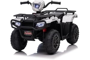 EMK TRADING LTD Ride on Quad Bike, 12V Kids Quad with High & Low Speeds, Forward/Reverse Switch, Electric Vehicle Car for Boys Girls (White)