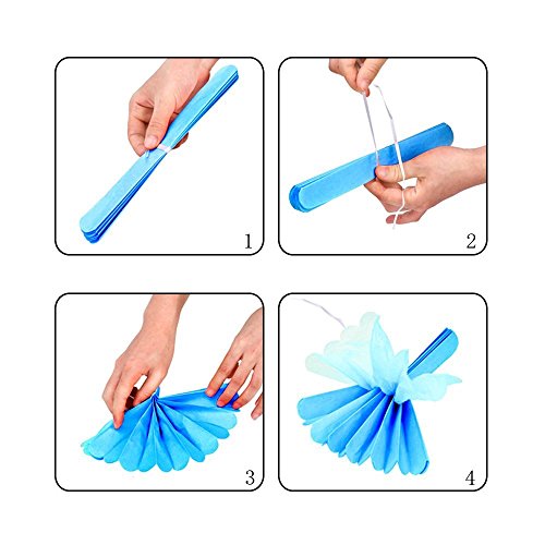 eBoot Seidenpapier Pom Poms PomPoms Blume für Hochzeit Dekoration Party Deko, 10 Zoll, 9 Stück - 4