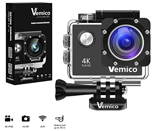 Vemico 4K Action Cam WIFI Action Kamera 16MP 2.0 Zoll Bildschirm Wasserdicht Unter Wasser Sport Helmkamera mit 2 Batterie - 2