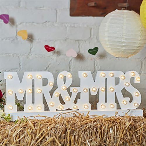 'Mr And Mrs Wedding Party Palace – Lights – Set of 1, 53 x 20 x 5 cm, White