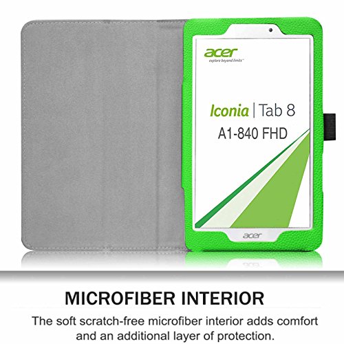Fintie Acer Iconia Tab 8 A1-840 FHD Hülle – Hochwertige Kunstleder Slim Fit Stand Case Cover Schutzhülle Tasche Etui für Acer Iconia A1-840 FHD (8 Zoll) Tablet, Grün - 6