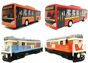 Jack Royal 4 Combo Low Floor Bus-2 Locomotive Engine-2 (Org-Red-Red-S Blue)