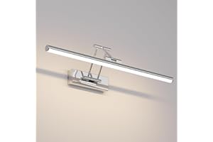 Klighten Led Lampada Da Specchio Bagno 50cm,Lampada Da Parete Rotante Ip44,16W 1200LM Luce Specchio Bagno Led,Applique Moderno In Alluminio,Bianco naturale 4000K,Cromo