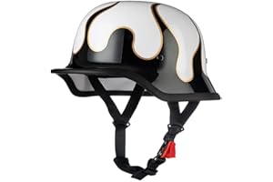 ACLFFSHOP Vintage Deutsche Motorrad Halbhelme mit ECE, Jethelm Retro, Chopper Helm, Scooter-Helm, Fahrradhelm, mit Herausnehmbares Innenfutter und Schnellverschlussschnallen M~XXL 57~64CM