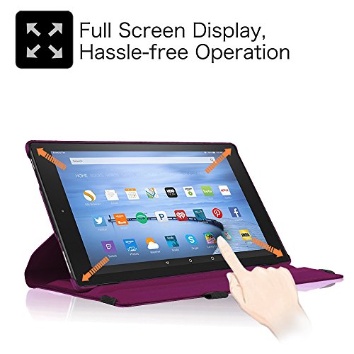 Fintie Fire HD 10 2015 Hülle – 360 Grad rotierend Stand Schutzhülle Tasche Etui Case mit Standfunktion und Auto Sleep / Wake Funktion für Amazon Fire HD 10 Zoll (5. Generation – 2015 Modell) Tablet, Lila - 4