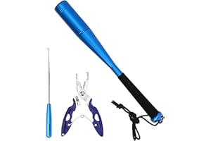 TYBYBB Fischtöter Angelzange Hakenlöser Totschläger Angeln Zange Sprengringzange Fischbetäuber Klein Set Knüppel Fisch Splitringzange Edelstahl Angeln Hecht Angelschere Disgorger Forelle