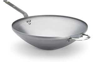 De Buyer - Wok à queue en tôle d'acier MINERAL B et anse face à queue - 40 cm - Fabriqué en France, Sans PFAS, Anti Adhérence Naturelle, Finition à la Cire d'Abeille, Tous Feux + Flash Four