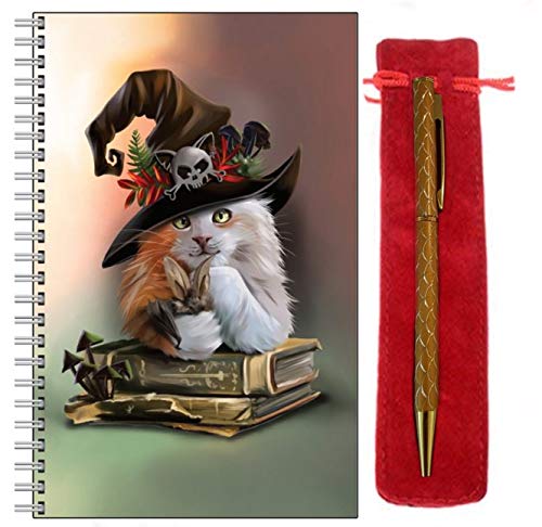 Cat Notebook & Pen in Velvet Sleeve Writing Set - Magic - Witches Cat