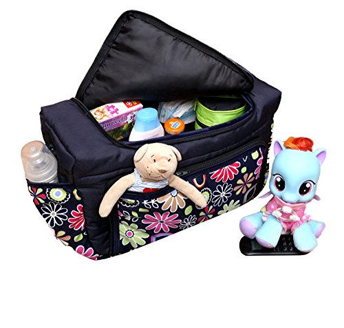 TP-22 Wickeltasche PIA von Baby-Joy XXXL Übergröße Schwarz Lila Pink Kugel Windeltasche Pflegetasche Babytasche Tragetasche