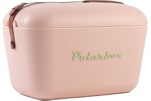Polarbox Glacière classique rétro vintage pour camping, pique-nique, plage, 20 l, nude/marron