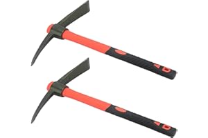 LEXININ 2 PCS 15 Inch Garden Mattock, 38cm Pick Mattock Hoe with Fiberglass Handle, Small Pick Axe for Gardening Planting Camping, Red