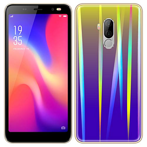 Móviles y Smartphones Libres,HyRich® Android GO Teléfono Móvil Libre (MTK6572, 5.5 Pantalla HD LCD, 1GB RAM+4GB ROM, 5.0MP Cámaras, Huella Dactilar, Dual SIM) (F1 Golden Gradient)