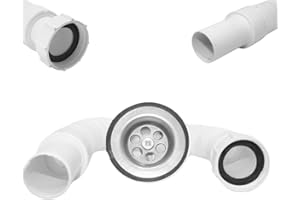 H&B Store Pack of 1 Flexible Waste Pipe 1/2'' to Universal Stretch Water Pipe for Bath Sink Flexible Pipe Connector.