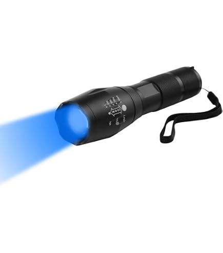 ULTRAFIRE Torcia a LED a luce blu, 450-460 nm, con fondina, 10 W, luce blu ad alta potenza, per visione notturna, osservazione galleggiante fluorescente, WF-501G RRO