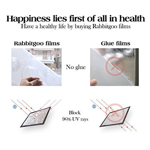 Rabbitgoo 3D Statisch Haftende Fensterfolie Dekorfolie Sichtschutzfolie Fensterschutzfolie Anti-UV Upgrade Version 90*200cm - 5