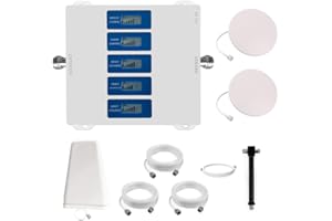 KKBSTR Amplificador 4G Amplificador Señal Movil, 5 Bandas 800/900/1800/2100/2600MHz, gsm DCS UMTS LTE, Dos Antenas Interiores