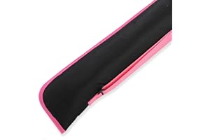 Jonny 8 Ball Fur Lined Centre Joint Cue Case - Black with Pink Piping 2 Piece Case for Snooker Pool Cue