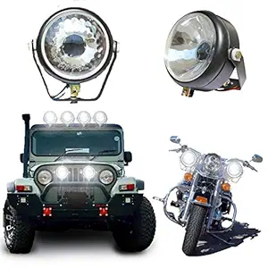 VAISHNU FOG LIGHTS LED for Bikes & Cars | Size Dia 5.5 Inch | Without Bulb - H4 P-43t Bulb Fitment - White, Setof 2 Pcs