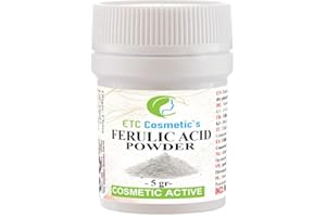 ETC COSMETIC`S Polvo de ácido ferúlico puro - 5 gramos (Ferulic Acid Powder) - Un potente antioxidante y destructor de radicales libres | Estabiliza la vitamina C y protege las células del daño ambiental