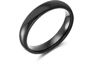 Bling Jewelry Anello di nozze semplice classico a cupola per coppie, placcato in oro rosa nero, in titanio da 2-8MM, per uomini e donne, vestibilità comoda.