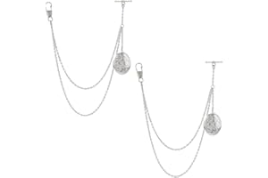 SUPERFINDINGS 2PCS Catena per Orologio Da Tasca A Forma di Fiore Catena per Orologio con Ciondolo In Ottone Catena Medaglione Staccabile per Gilet Catena per Orologio con Barra A T Catena per Orologio