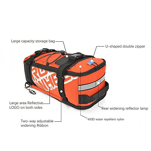 Roswheel 2 in 1 Gepäckträgertasche Radtasche Rucksack Wasserdicht 5 L mit Reflektierendem Band Outdoor (Orange) - 6