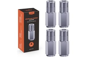 TRILINK Grease Gun Coupler 4-Pack, 1/8" NPT Standard Grease Gun Tips, 4-Jaw Secure Locking Grease Gun Fittings, Durable Grease Coupler Nozzle, Grease Coupling Ends for Most Grease Guns and Zerk Fittings