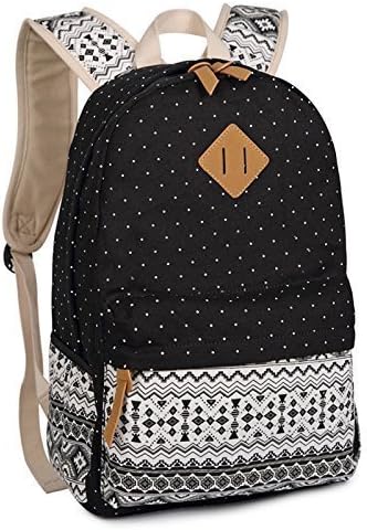 Kelaina Fashion Bohemian Backpack School Bag Daypack Travel Bag for Women(Black)
