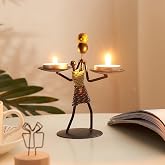 SUME Kadın Fig&uuml;rl&uuml; Metal Ferforje Tealight Mumluk Ev Dekoru S&uuml;s El &Uuml;st&uuml;nde Mumluk