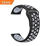 iBazal 22mm Armband Silikon Schnelle Veröffentlichung Silikon Uhrenarmband Kompatibel Samsung Gear S3 Frontier/Classic SM-R760, Samsung Galaxy Watch 46mm, Moto 360 2nd Gen 46mm usw. - Schwarz/Grau