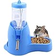 NeoStyle 3 in 1 Hamster Hanging Water Bottle,Little Pet Automatic Drinking Bottle with Food Container,Hanging Ball to Prevent Water Leakage,for Hamsters,Rats,Guinea Pigs,Rabbits (Blue-80ml)