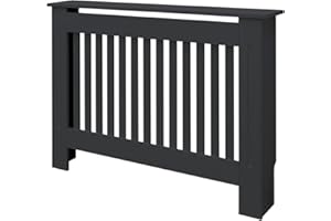 ECD Germany Cubierta para Radiador Diseño de Láminas 112x19x82 cm Antracita Cubreradiadores con Tablones de MDF Lacado Cubre Calefacción Tapa para Estufa de Pared Estante Mueble Rústico Acabado Mate