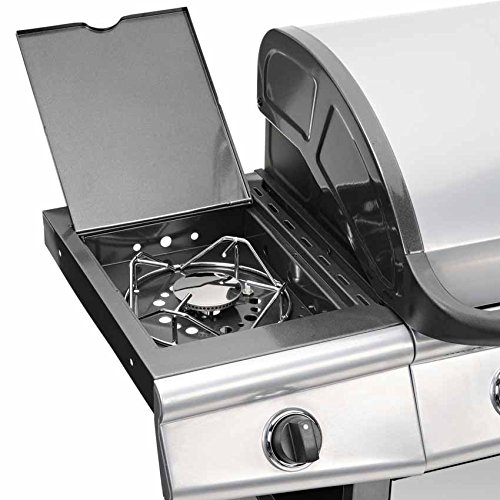 TAINO® Gasgrill BBQ Grillwagen 4 Edelstahl-Brenner 1 Seitenkocher Gas-Grill TÜV Farbe Schwarz oder Silber / Anthrazit (4+1) (Silber + Set) - 4