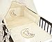 6 Piece Embroidered Baby Bedding Sets to fit Cot & Cotbed - (Cot Bed 140 x 70cm, Moon Cream)