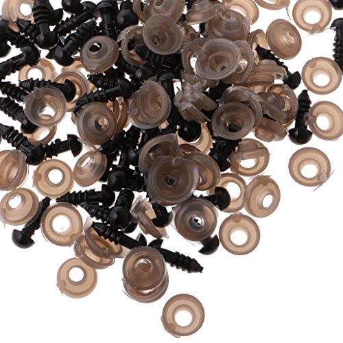 MagiDeal 100 Stück Teddyaugen Sicherheitsaugen Kunststoffaugen Puppe Augen 6mm / 8mm – Schwarz – 6mm - 3