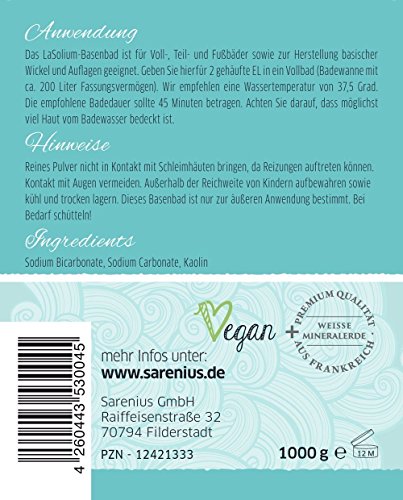 Basenbad von LaSolium – 1000 g – Basischer Badezusatz mit weißer Mineralerde. Dermatologisch getestet – Badesalz für basische Lebensweise – Basenpulver mit hochwertiger Tonerde aus Frankreich. - 3