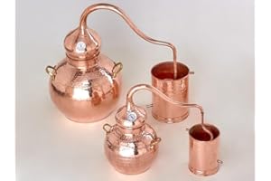 Evocalo Alambicco Tradizionale in Rame con Termometro Fatto a Mano Disponibile in Tutte Le Dimensioni (3 Litros)