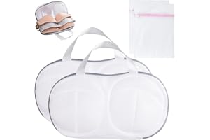 CJZZ 2pcs Sac De Lavage en Maille Soutien-Gorge+2pcs Sac Linge Machine a Laver，Filet Linge Machine à Laver，Filet De Lavage，Filet à Linge，pour Soutien-Gorge à Linge, Chaussettes, Culotte(Blanc)