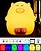 Produktbild LED Nachtlicht, FTUNG Wake-up Light, Lichtwecker,Aufwachen mit Licht, 2 Pig Sound Alarm, Kinder Silikon LED Nachtlicht mit 7 Beleuchtung, Stimmung Lampe mit 18650 Akku, Temperatur und Datum, Yoga Lampe, dimmbares Warmweiß/Farbwechsel mit Touch Schalter für Babys Zimmer,Schlafzimmer, Wohnräume, Camping, Picknick Indoor/Outdoor