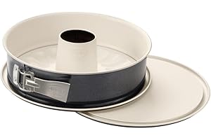 Dr. Oetker Springform mit Flach- und Rohrboden Ø 28 cm BACK-TREND, Kuchenform mit 2 Böden, runde Backform aus Stahl mit keramisch verstärkter Antihaft-Beschichtung (creme/anthrazit), Menge: 1 Stück