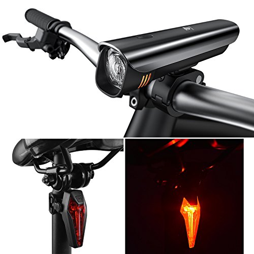 LED Fahrradbeleuchtung Set, Degbit StVZO Zugelassen USB Wiederaufladbare LED Fahrradlicht Set, Fahrradlampe Set inkl, LED Frontlichter Frontlich und Rücklicht, 60Lux Akku USB Aufladbare Fahrradlichter - 2