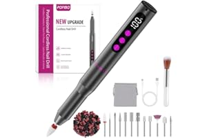 POFIBO Fresa per Unghie Professionale – 12 in 1 Trapano Unghie Elettrico 35000 RPM con Display LCD, 5 Velocità Regolabili, Per Unghie in Gel e Acrilico, Manicure e Pedicure a Casa o Salone