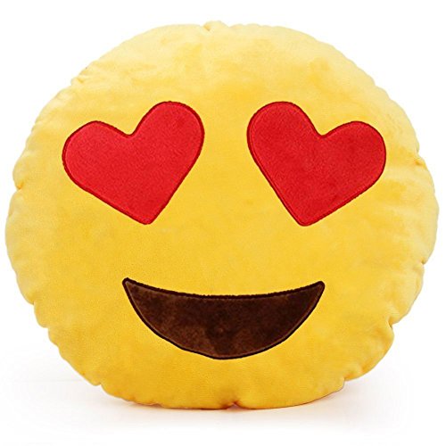 SUNYOU 32cm Emoji Almohada sonriente del Emoticon Cojín relleno de la felpa suave muñeca de juguete de regalo decoración del hogar (amor)